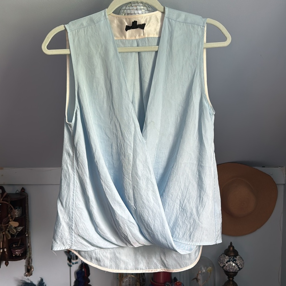 Rag & Bone Victor Women's Silk Blouse in Sky Blue - Picture 6 of 10